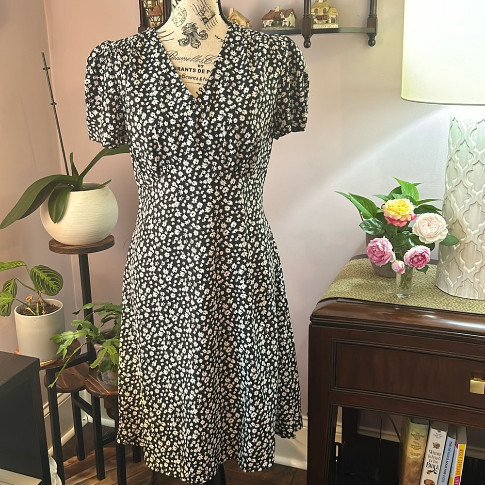 Size small black-and-white floral dress